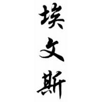 Evans Family Name Chinese Calligraphy Scroll