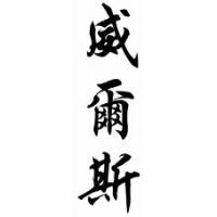 Wills Family Name Chinese Calligraphy Scroll